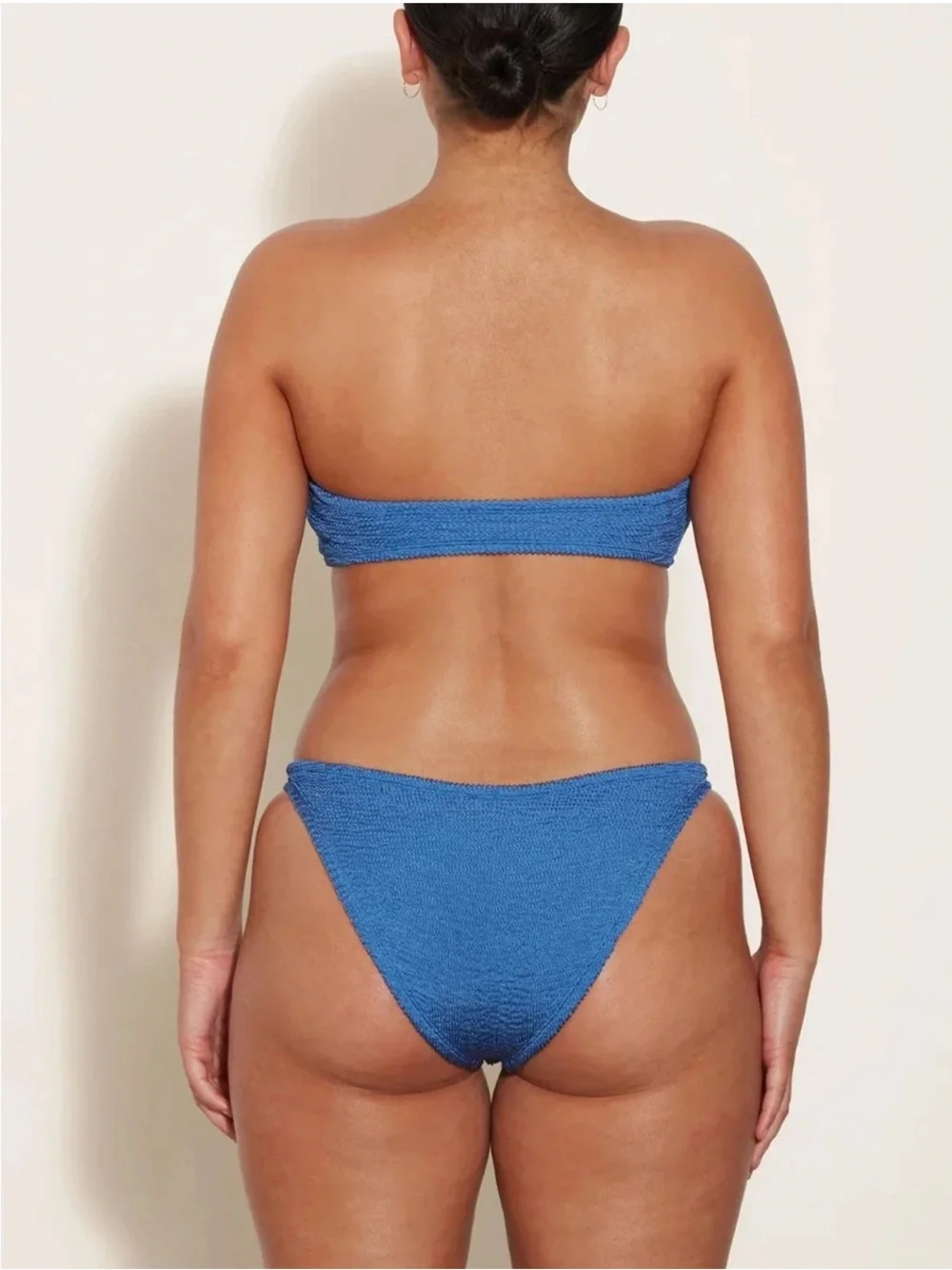Hunza G Jean Bandeau Bikini Set Metallic Denim Blue OS